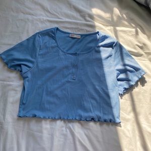 Ribbed Blue Crop Top